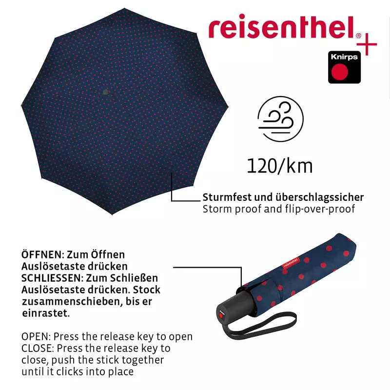 Reisenthel Pocket Duomatic esernyő, mixed dots red